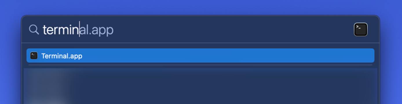 Using Spotlight to open the Terminal app