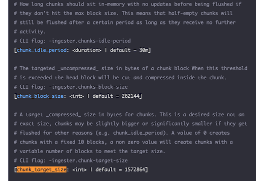 Screenshot of the chunk options Screenshot of the chunk options
