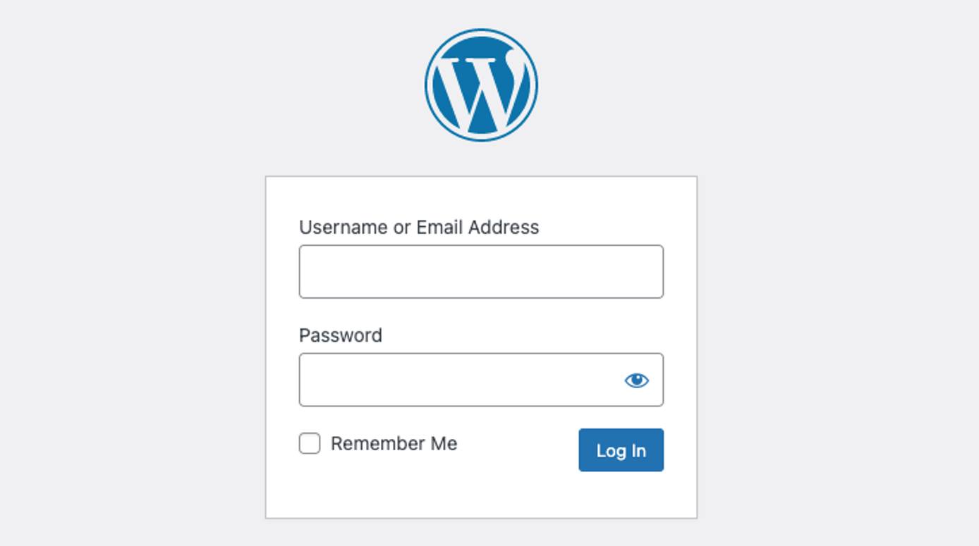 Screenshot of the WordPress login form Screenshot of the WordPress login form